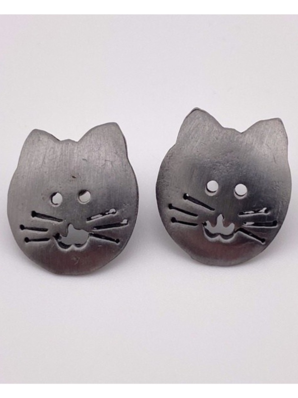 Vintage Cat Earrings Silver Tone